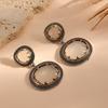 Double-Layer Color-Block Resin Rhinestone Earrings Geometric Alloy Statement Drop Women Gold
