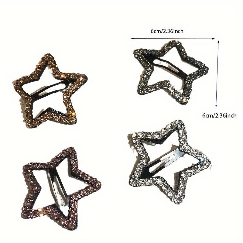 1 pair sparkling diamond star hair clips for daily shopping,party styling,hollowed out sparkling diamond design,stable material
