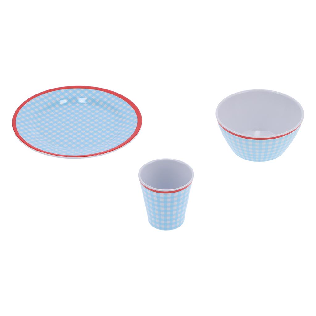 12 Stück/Set Haushaltsgeschirr Hellblaues Gitter Tasse Schüssel Teller für Zuhause Küche Restaurant