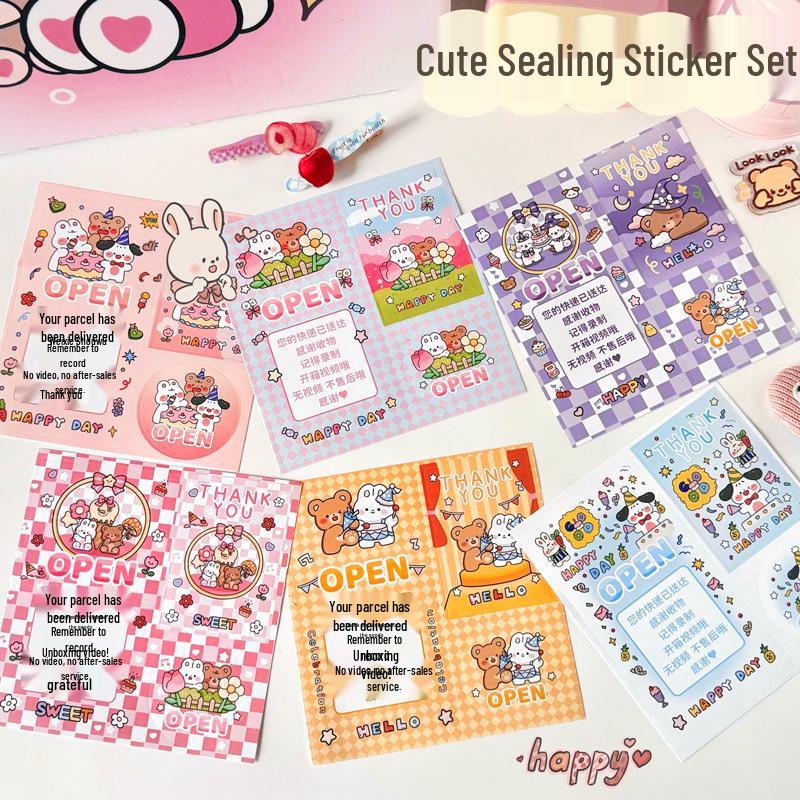 Cute Cartoon Style Adhesive Sealing Stickers for Cards and Gifts