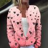 Cardigan da donna alla moda stampato a maniche lunghe in maglia con bottoni