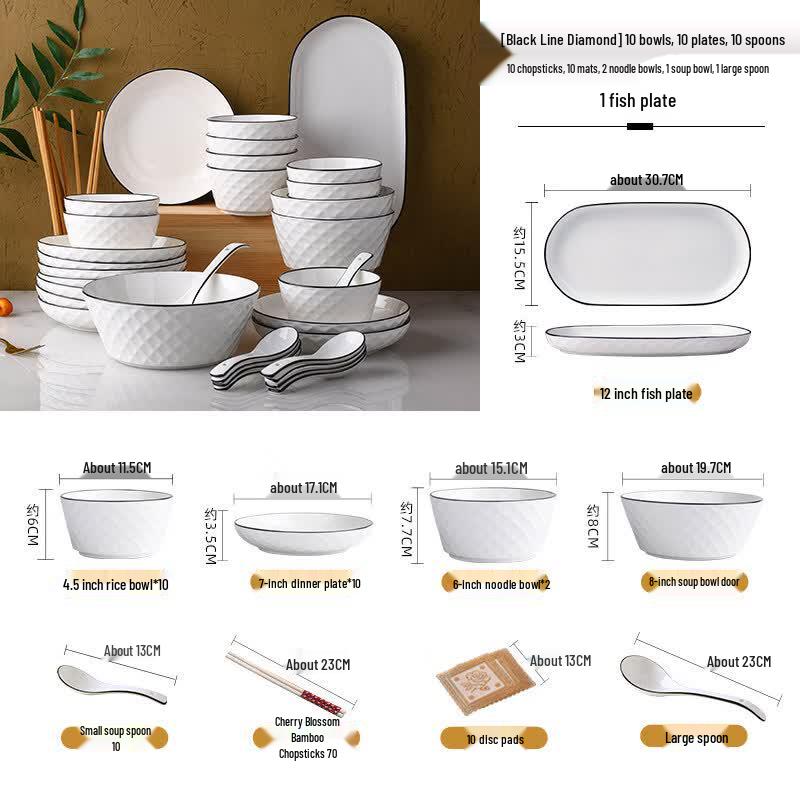 

Yiceng Nordic Ceramic 55-Piece Dinnerware Set