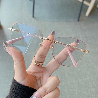 Metal Anti-Blue Light Glasses Women Men Oversized Frame Eye Protection Ultra Light Eyeglasses Office Computer Goggles