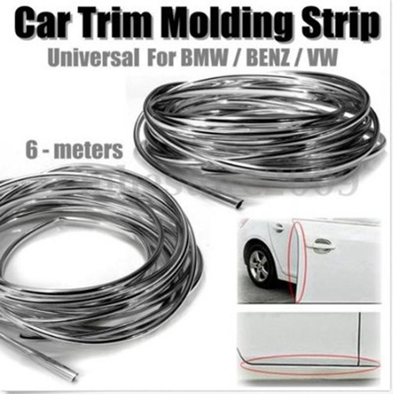 1 Roll 6M Car Styling Mouldings Door Moulding Strip Chrome Car Body Door Edge Moulding Trim Strip Scratch Guard Protector