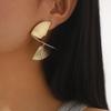 Women Fashion Stereoscopic Alloy Stud Earrings Unique Irregular Pleated Design Elegant High Grade Ear Jewelry