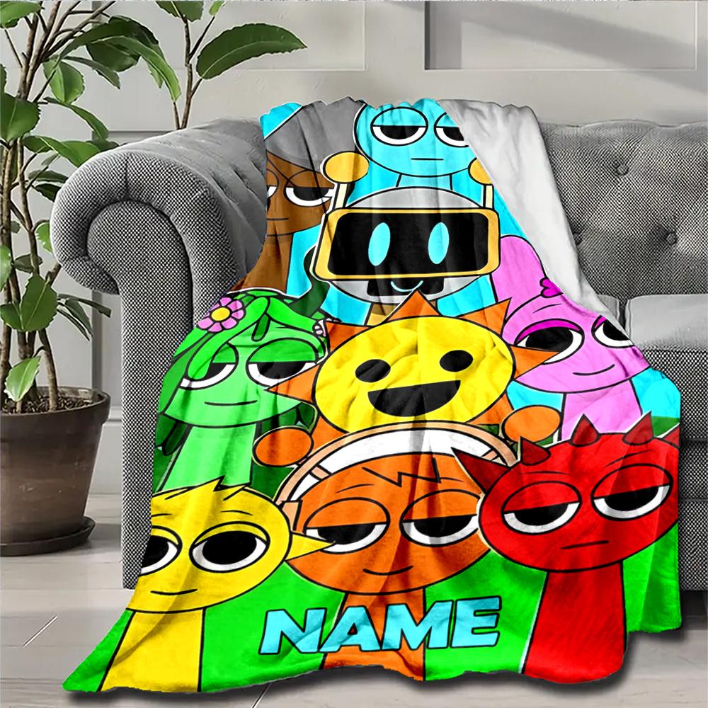 Custom Name Sprunki Theme Printed Blanket - Perfect for Couch, Bed, Travel & Outdoor Use | Machine Washable, Cozy & Durable.
