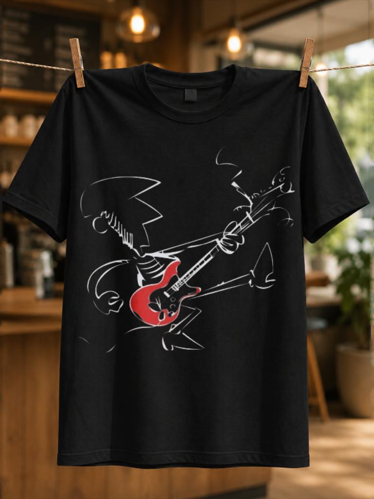 Mark Knopfler Guitar Thin Line Musician Sketch Holding A Red Guitar Minimalist Live Music Drawing Unisex All TShirt
