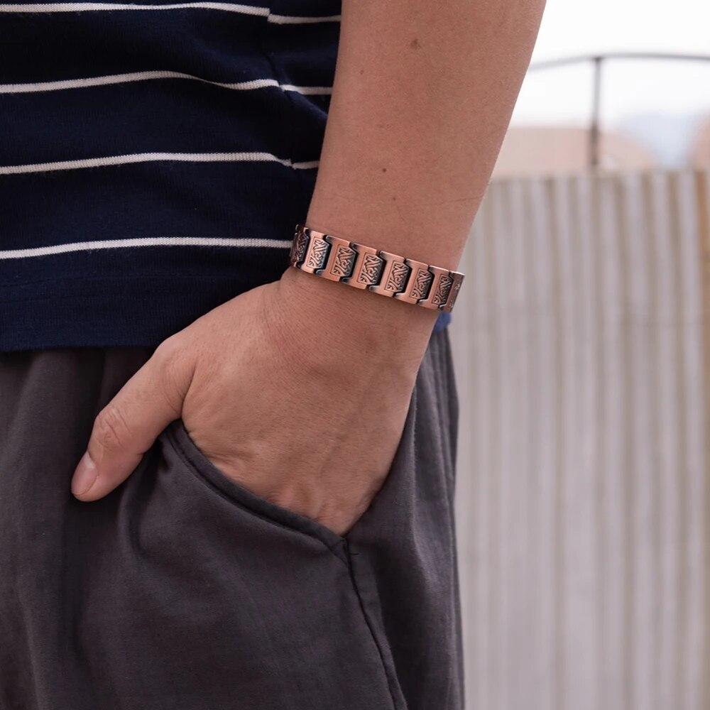 Brățară magnetică din cupru Ikuinen pentru bărbați Brățară magnetică din cupru viking pentru artrita bărbați cu lanț de mână vintage brățară magnetică pentru bărbați