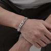 Retro Edelstahl Hohlkreuz Armband für Herren, Silberfarben Byzantinisches Handgefertigtes Kettenglied Armband, Modischer Punk Schmuck