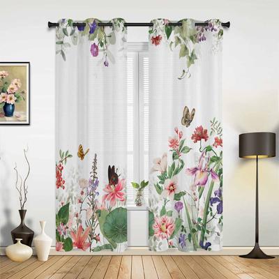 Blumen Blätter Pflanzen Schmetterling Retro Fenster Vorhänge für Wohnzimmer Luxus Schlafzimmer Vorhang Küche Jalousien Vorhänge Vorhänge
