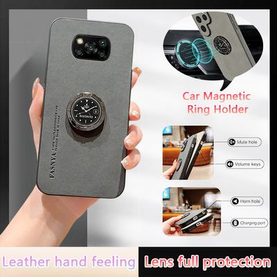 Pro Poco X3 Pro Pouzdro Kožené Držák do auta Prsten Magnetické Pouzdro na telefon pro Xiaomi PocoX3 Poco X3 NFC Little X 3 Nárazuvzdorný Zadní kryt