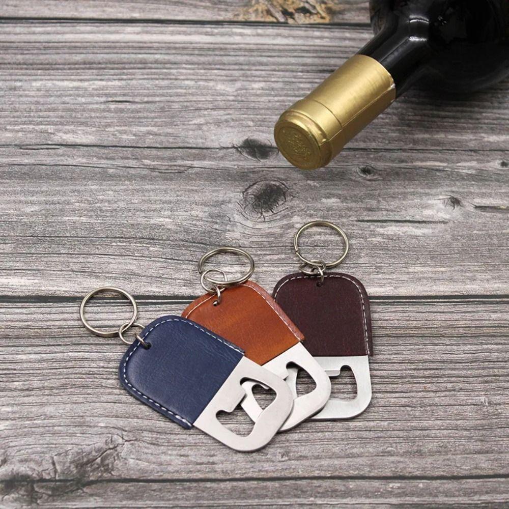 Wine Bottle Opening Fashionable Keyring Leather Kitchen Gadget Bottle Opener Keychain  Outdoor