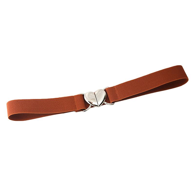 Women Elastic Belts Love Heart Metal Buckle Waist Dress Coat Sweater Decorative Elegant Exquisite Waistband Accessories