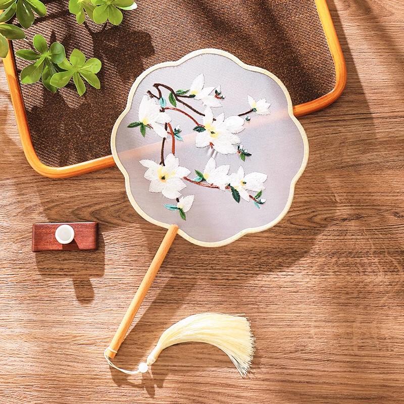 Круглый веер в древнем стиле, вышивка Су