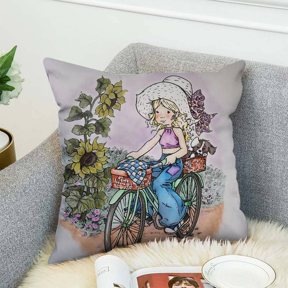 

Art Sarah Kay Swing Girl Pillow Case Sofa Decorative Home Doublesided Print Plush Square Throw Pillow Cushion Cover 30x30 cm