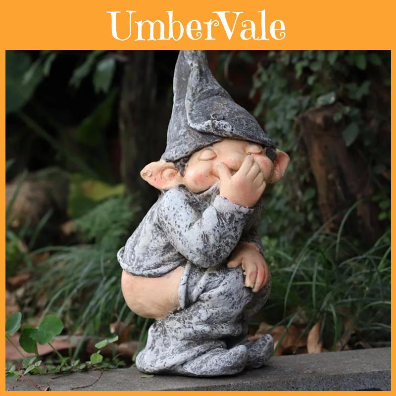 Freche Gartenzwerg-Statue Elf Figur Form Mit Humorvollem Kack-Design Für Hofdekoration