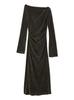 Procky Velvet Draped Dress SWFO254171DGRY1