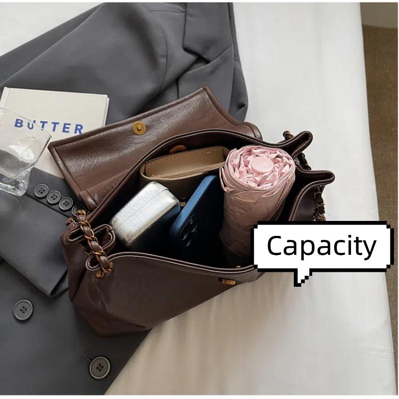 2025 Vintage PU Leather Women Crossbody Shoulder Bag - Spacious Underarm Purse with Chain, Office To Evening Clutch Purse Bag