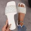 Flat-bottomed Rhinestone Slippers Women Wear Cool Slippers Open-toed Beach Shoes Slippers