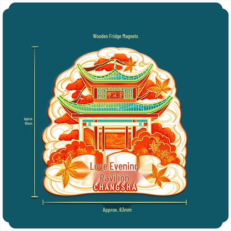 Hunan Changsha 3D Holz Kühlschrankmagnet: Kulturelles, kreatives Souvenir für Touristen