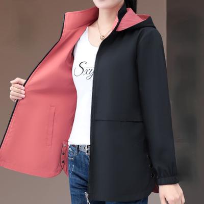 Women's Spring Autumn Windbreaker Hooded Coats Oversized Jackets Fashionable Outerwear for Mums Women's Tops