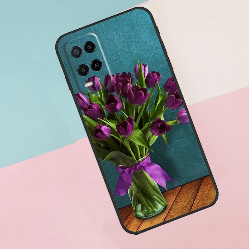Spring Tulips Flower For Oppo A16 A76 A96 A15 A80 A60 A40 A94 A54 A98 A78 A18 A38 A58 A17 A77 A74 A57S Phone Case