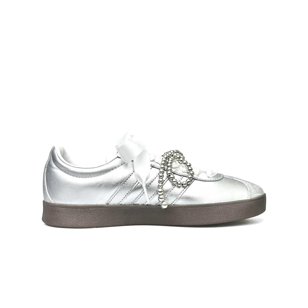 Adidas VL COURT 2.0 Shopping Bag, Trendy Silver Steps Lightweight And Breathable Low top Skateboard Shoes Unisex Silver ID6015(Team1031-)