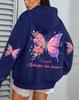 Farfalle Amore Fiori Print Women'S Hoodie Fall Loose Casual Pocket Fleece Jumper