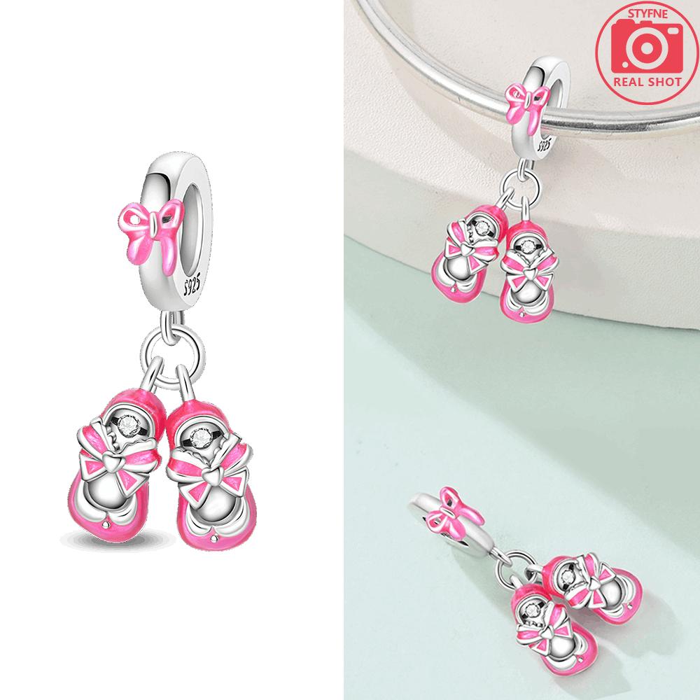 Pink Shoes Game Console Swan Pendant Moon Baby Original Beads Fit Bracelet Women Copper Children'S Day Gifts Set Jewelry
