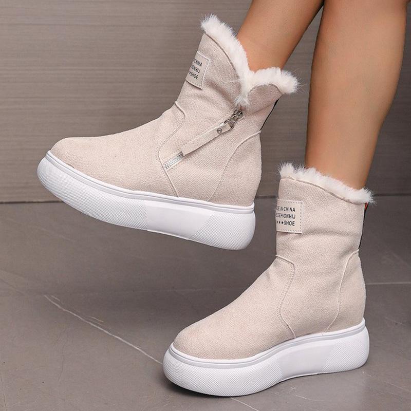 Fashion Winter Fashion Patchwork Snow Boots Women Non Slip Platform Snow Boots for Woman Faux Suede Short Plush Warm Booties Lady