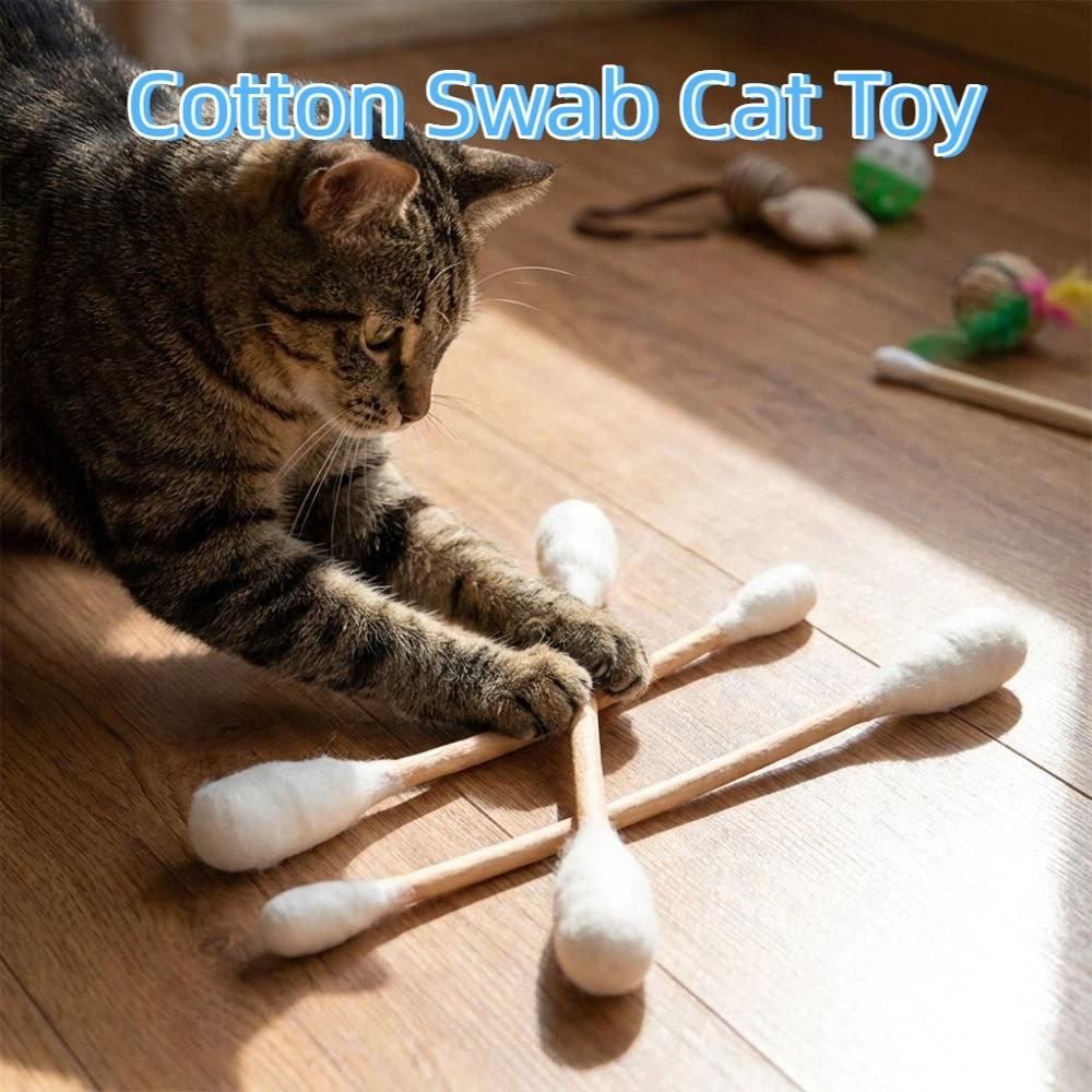 3PCS Bite Resistant Giant Qtip Cat Toy Anti-Boredom Cat Grinding Biting Stick Dental Care
