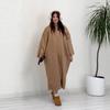 2025 Autumn European & American Women's Casual Round Neck Bell Sleeve Knitted Long Sweater Dress