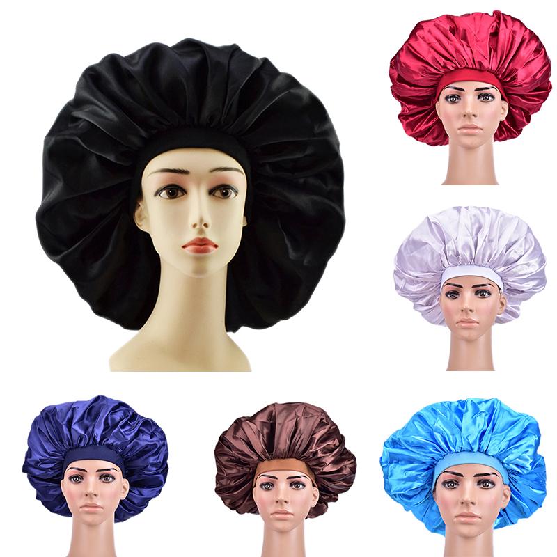 Extra Large Satin Sleep Cap Waterproof Shower Cap Women Hair Treatment Hair Hat