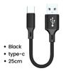 0.25M Short Cable Micro USB Cables Type c Data Cord Fast Charging Portable Wire for Power Bank iPhone 15 Samsung Android Phone