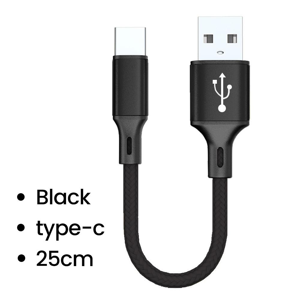0.25M Short Cable Micro USB Cables Type c Data Cord Fast Charging Portable Wire for Power Bank iPhone 15 Samsung Android Phone