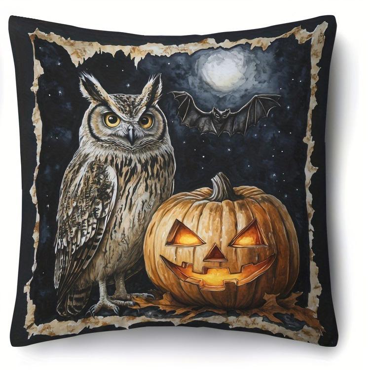 Halloween Themed Pillowcases: Witch, Owl, Black Cat & Haunted House Designs for Spooky Decor Sofa Cushion Cover