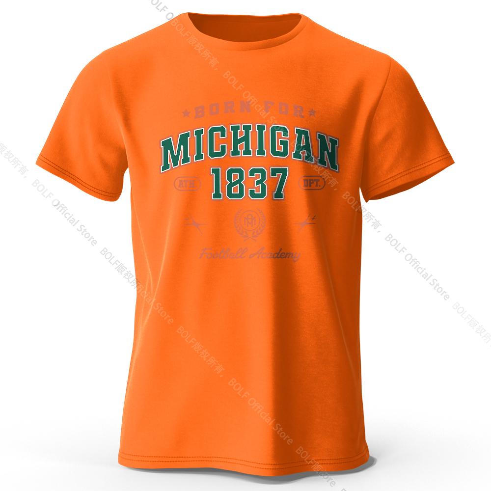 Men's Born for Michigan Printed T-Shirt 100% Cotton Oversized State Pride Graphic Tees for Women Summer Tops Streetwear