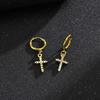 Men's Gold Color Cross Earrings, Bling Cubic Zirconia Stones Dangle Earring Gifts for Him Jewelry, Brincos Masculinos