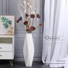 Nordic Minimalist Ceramic White Floor Vase for Dried Flowers and Lucky Bamboo, Living Room Decor