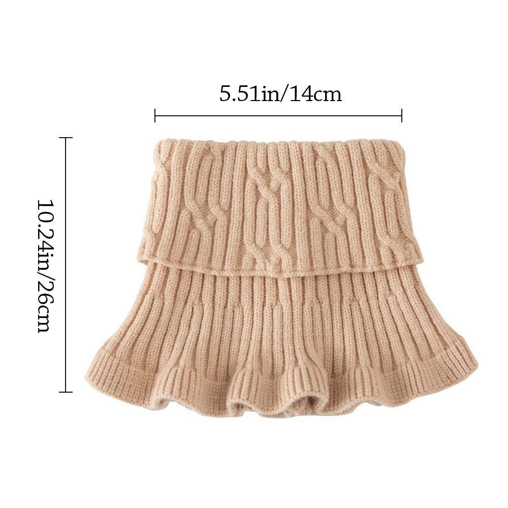 Knitted Fake Collar Scarf Women Warm Turtleneck Detachable False Collar Winter Windproof Scarf With Wooden Ears