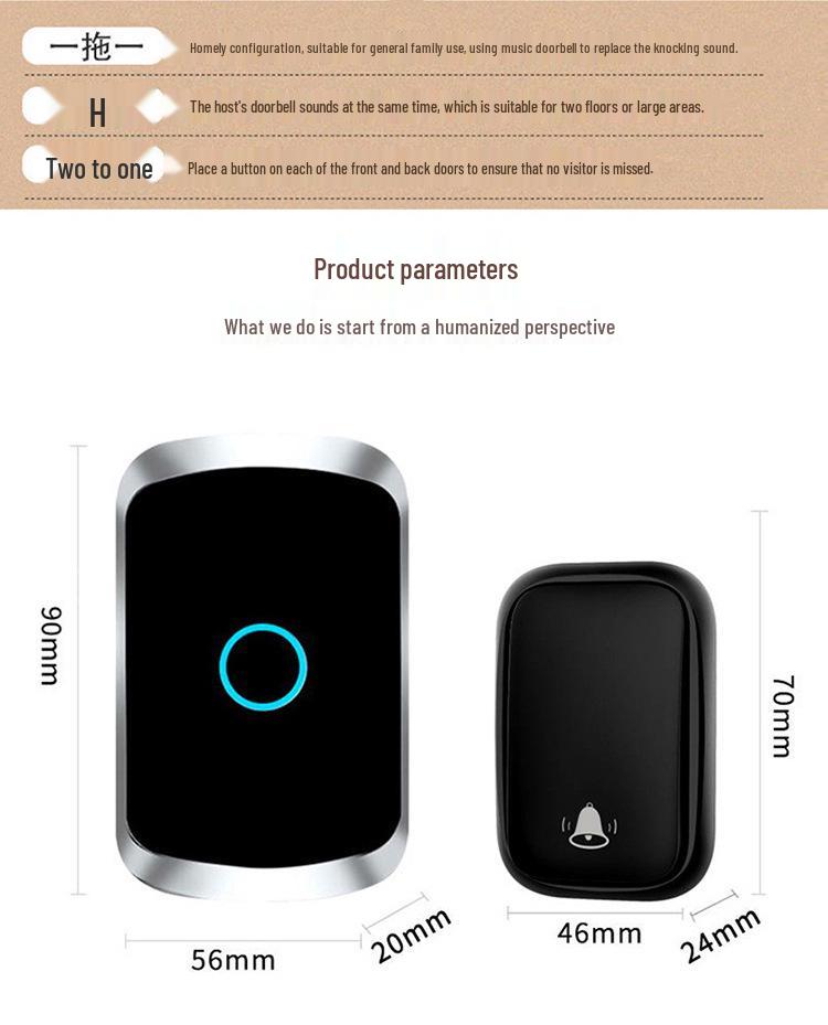 Battery-Free Waterproof Wireless Doorbell with Long-Range Smart Remote Control