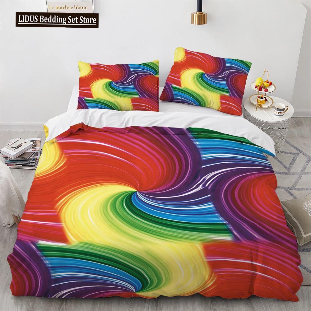Regenbogen Bettbezug Set 3D Druck Gras Himmel Muster Wunderschöne Landschaft Bettdeckenbezug King Size Für Kinder Mädchen Frauen Bettwäsche Set