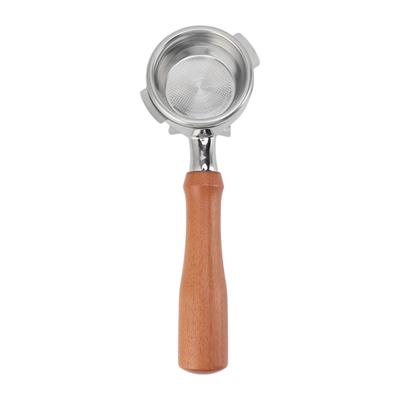58mm Kaffee Siebträger Edelstahl 2 Ohren Abnehmbarer Filterhalter Siebträger mit Holz