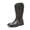 Bottes Western Cowboy en Cuir Mi-Mollet Style Européen & Américain pour Homme avec Fermeture Éclair