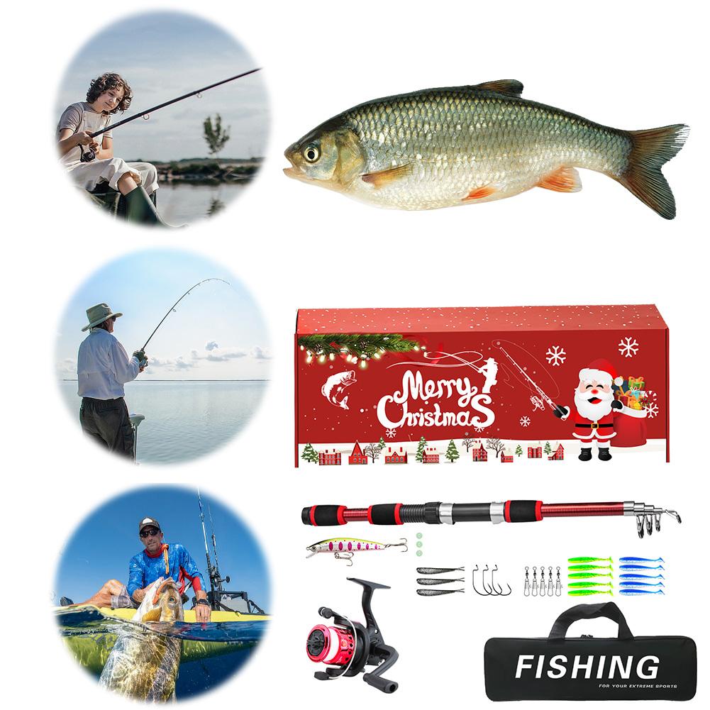 Fishing Pole Set Full Kits Telescopic Fishing Rod and Reel Combo Kit Fishing Lures Hooks Travel Pole Set Christmas Gifts for Men