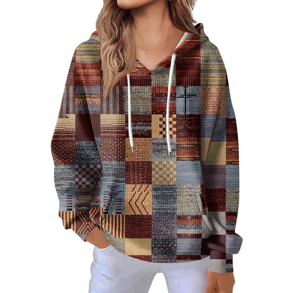 Women's Fashion Casual Long Sleeve Solid Color Hooded Sweatshirt Tops