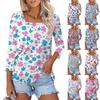 Women's T Shirt Tee Print 3/4 Sleeve Daily Weekend Fashion Basic Square Neck  Regular Top