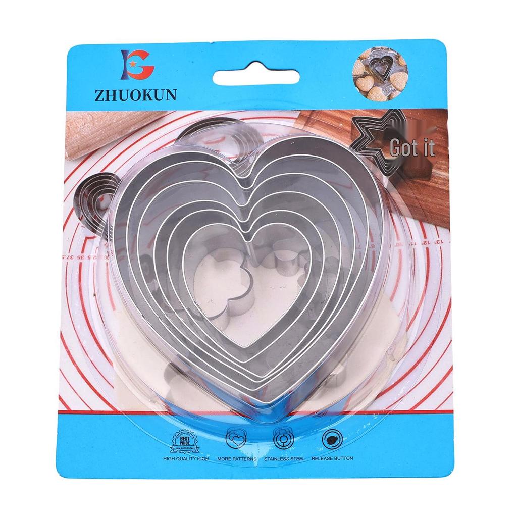 Stainless Steel Cookie & Fruit Cutter Set - Pentagram, Four-Pointed Star, Heart, Square, Rectangle Shapes