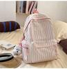 Schoolbag high value Japanese ins new fresh and sweet striped backpack junior high school students lightweight large capacity backpack