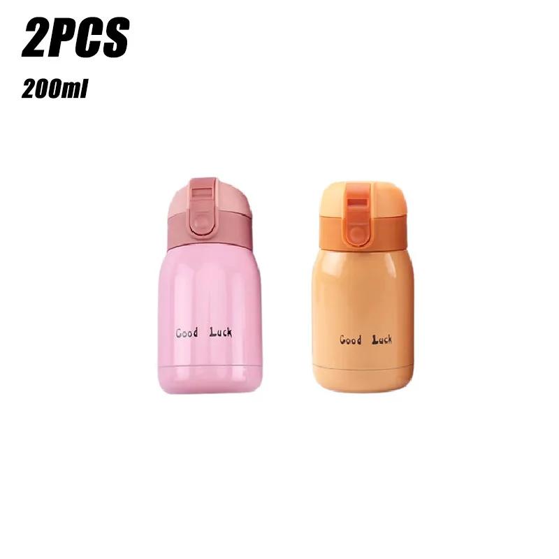 1-2PCS New Design Small Mini Pop-up Lid Portable Double Wall Insulated Stainless Steel Water Bottle For Kids